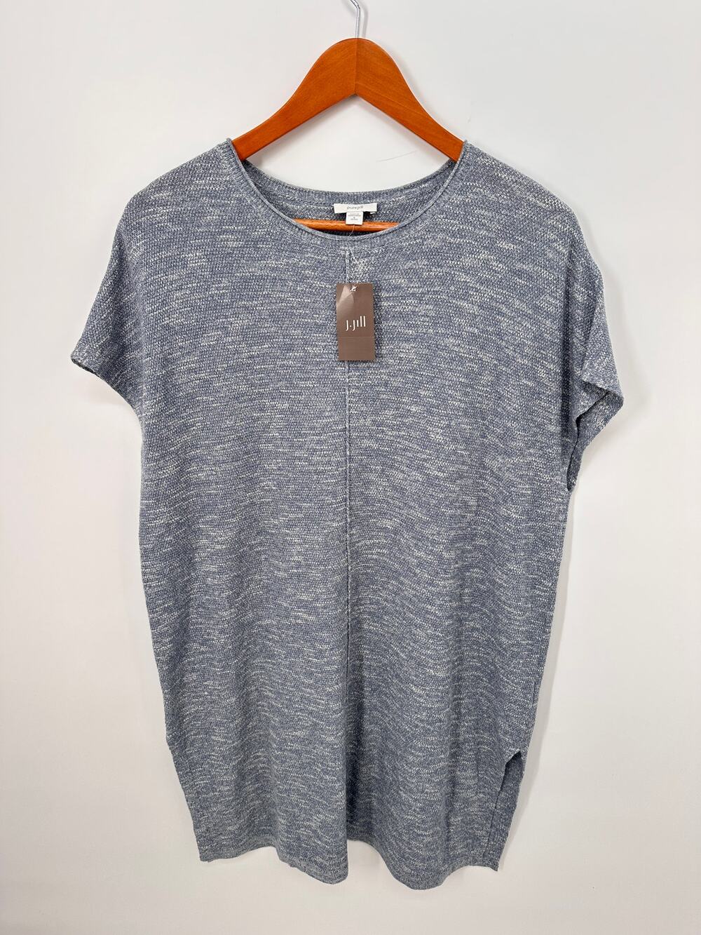J. JILL NWT Knit Side Slit Tunic in Heathered Blue // Small Petite